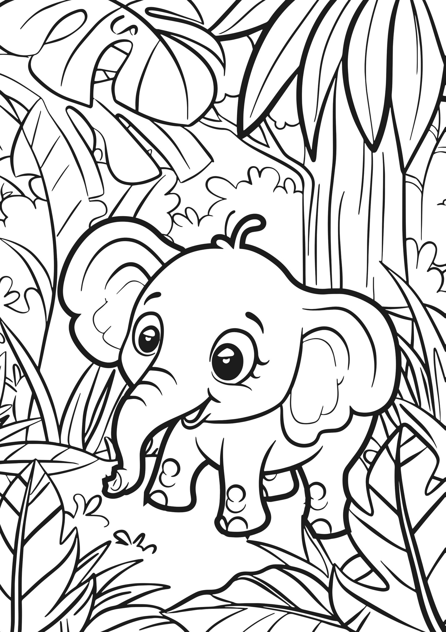 Animal Kingdom XXL Coloring Book Baby Elephant Page