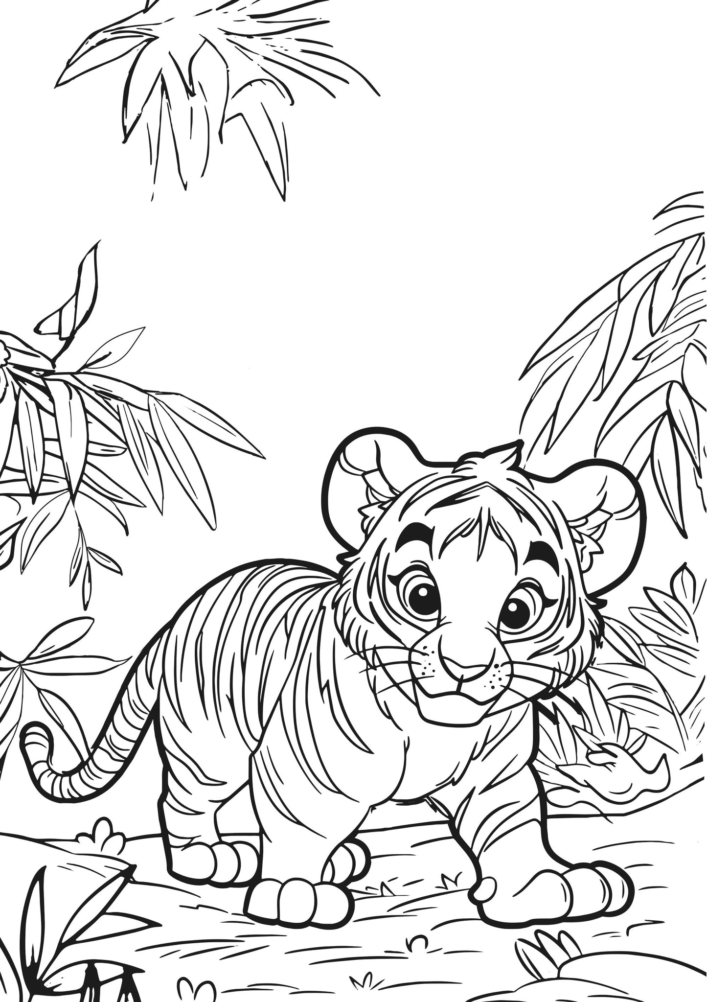 Animal Kingdom XXL Coloring Book Baby Tiger Page