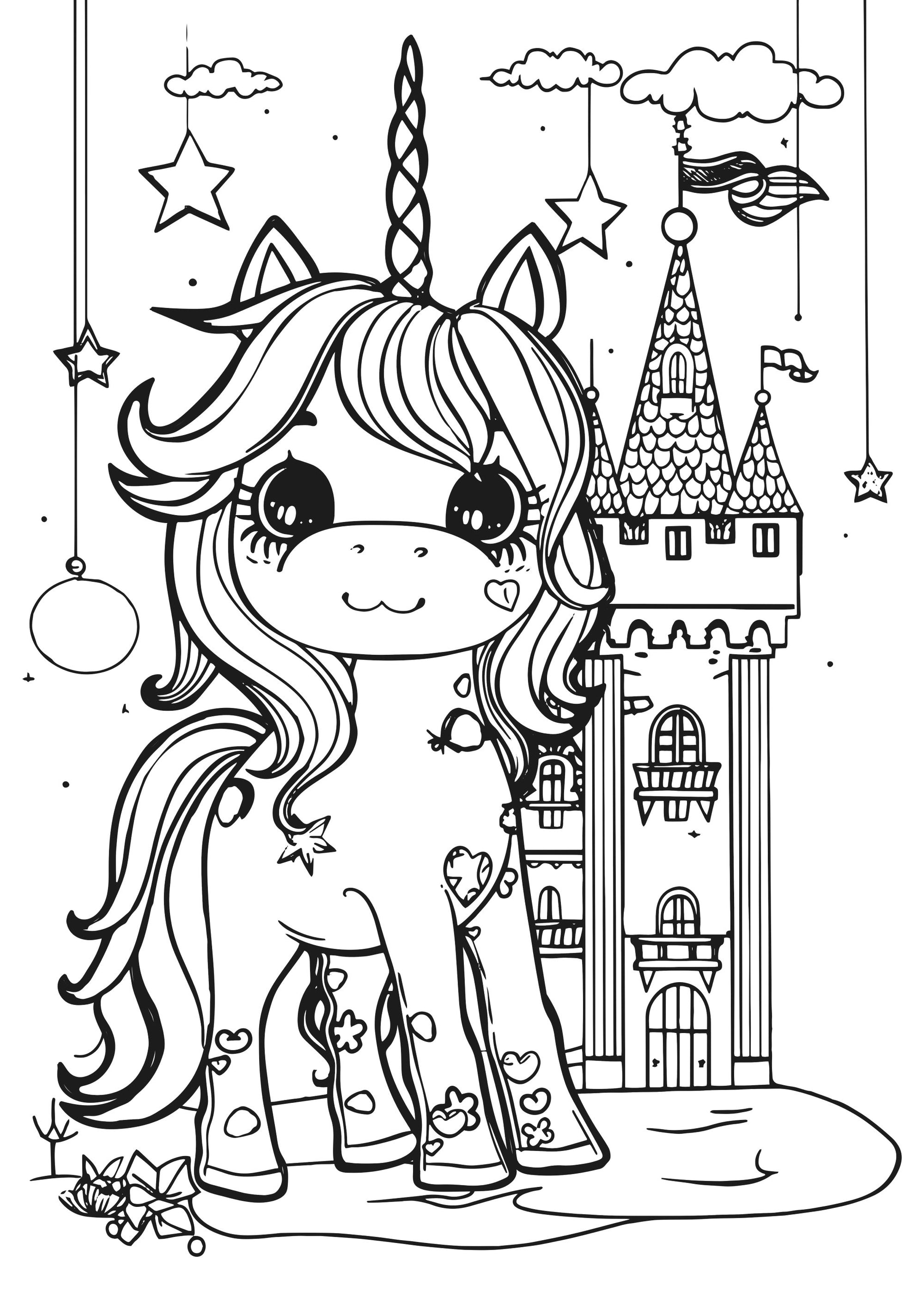 Unicorn Dreams XXL Coloring Book Inner Page