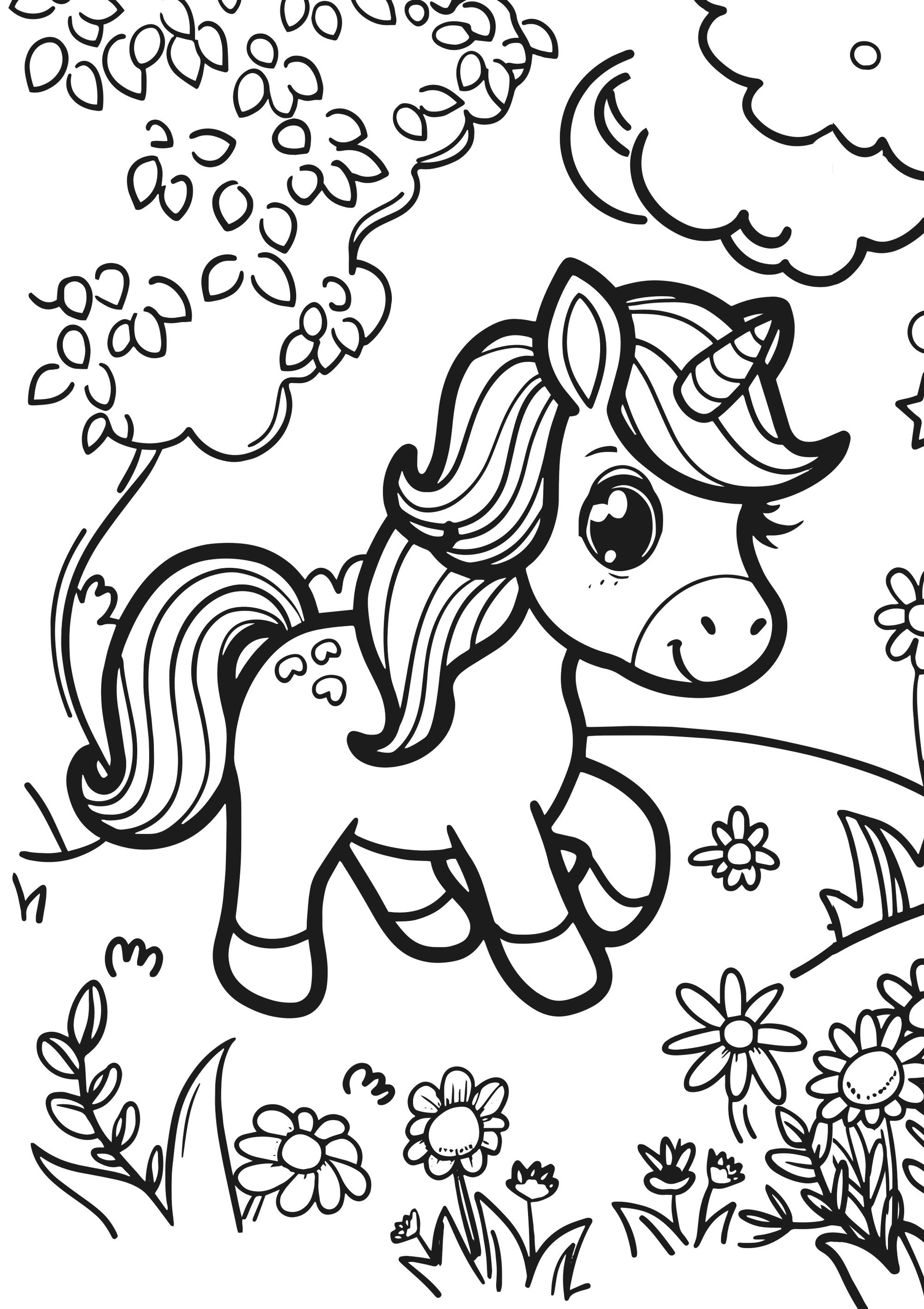 Unicorn Dreams XXL Coloring Book Inner Page