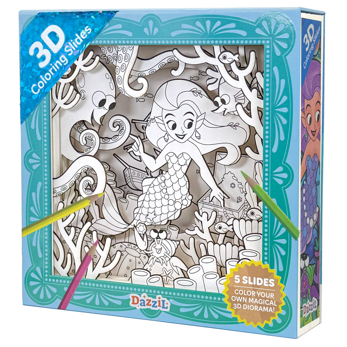 3D Coloring Slides - Mermaid