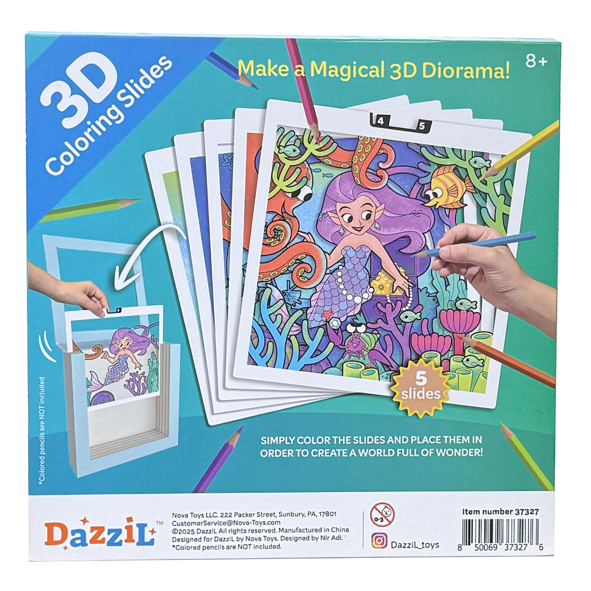 3D Coloring Slides - Mermaid