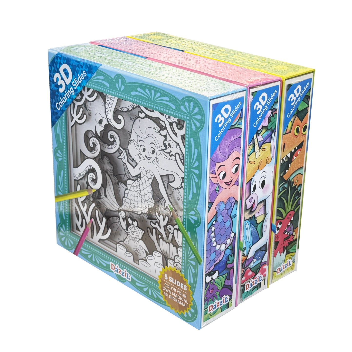 3D Coloring Slides - Mermaid