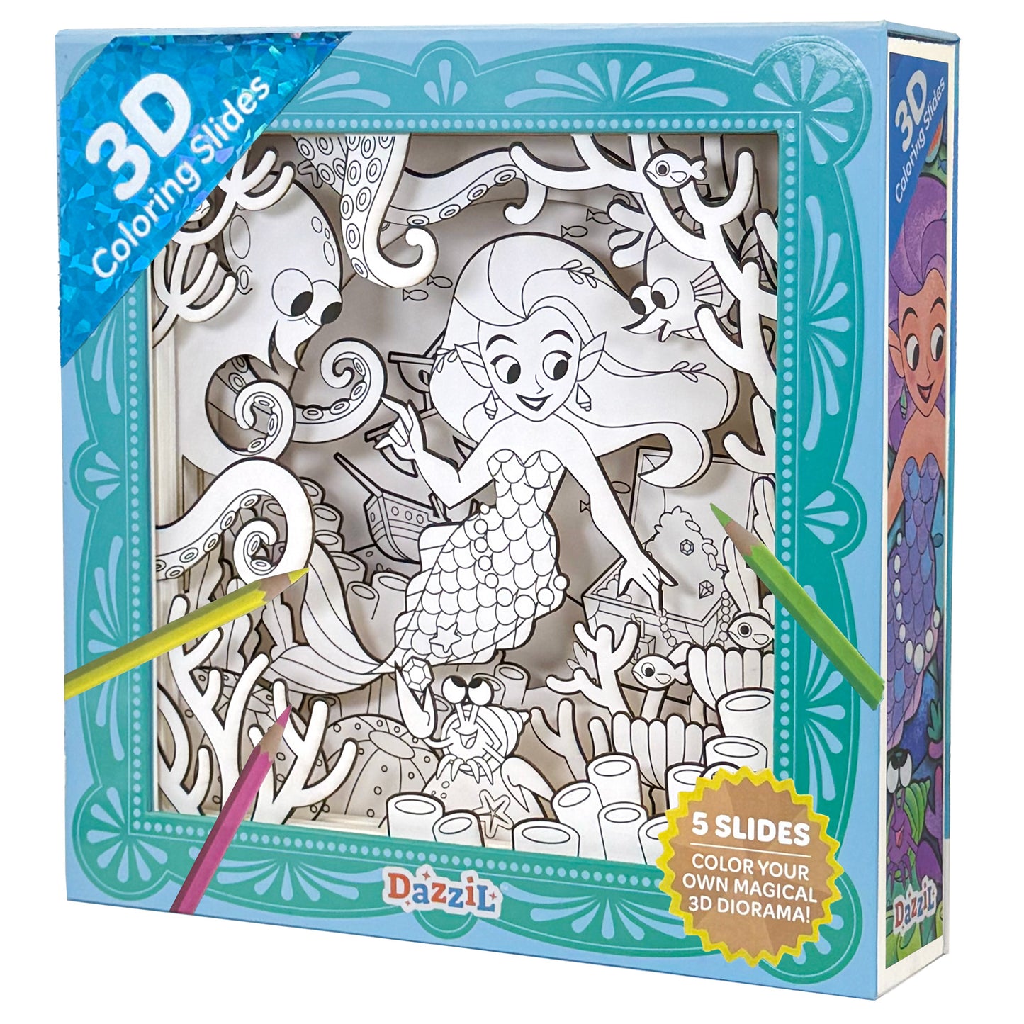 3D Coloring Slides - Mermaid