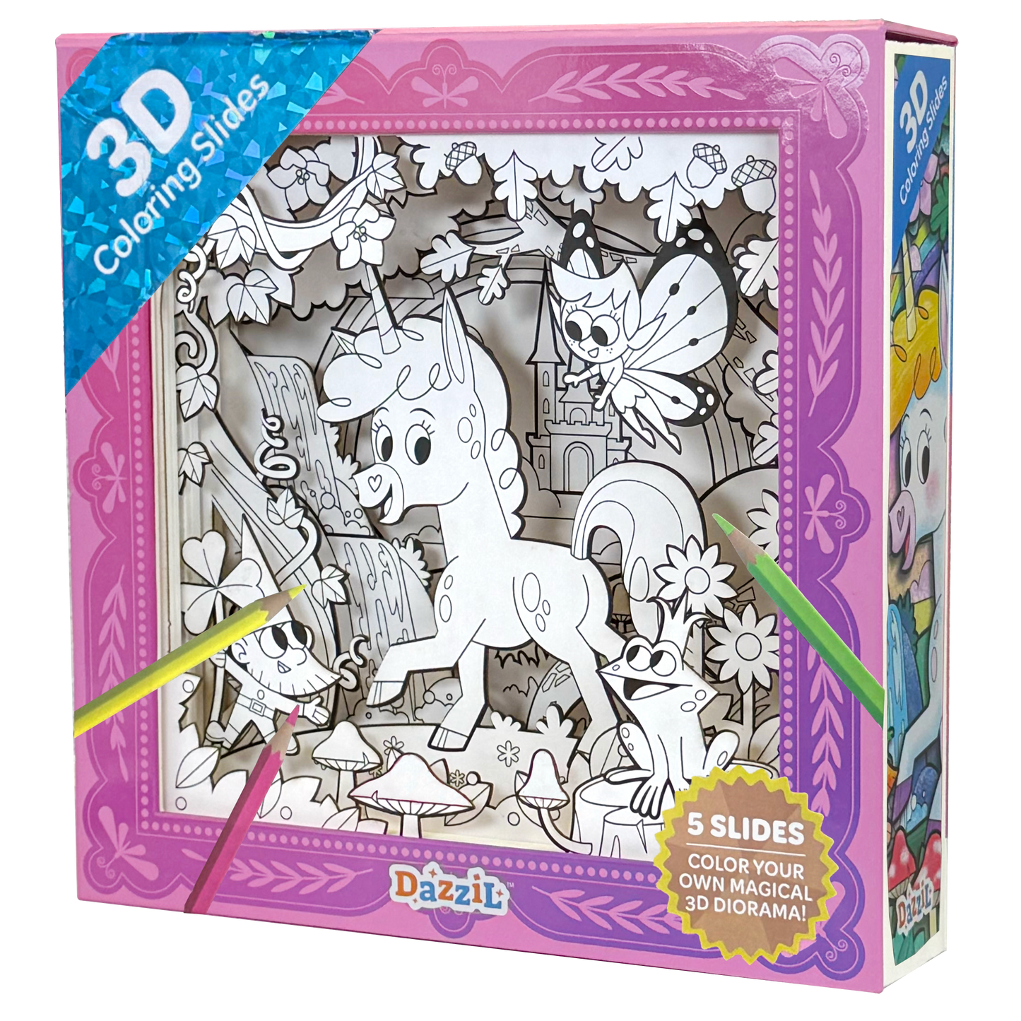 3D Coloring Slides - Unicorn